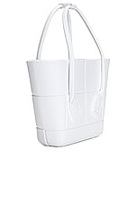 Bottega Veneta Mini Arco Shopping Tote Bag in Chalk & Silver, view 3, click to view large image.