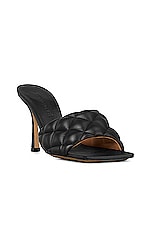Bottega Veneta Leather Quilted Mules in Black, view 2, click to view large image.