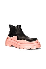 Bottega Veneta The Tire Ankle Boots in Black & Peachy & Transparent, view 2, click to view large image.