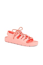 Bottega Veneta Jelly Lace Up Sandals in Flamingo, view 2, click to view large image.