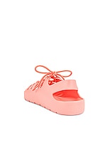 Bottega Veneta Jelly Lace Up Sandals in Flamingo, view 3, click to view large image.