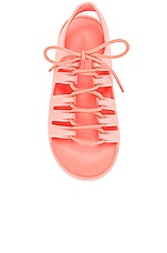 Bottega Veneta Jelly Lace Up Sandals in Flamingo, view 4, click to view large image.