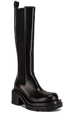 Bottega Veneta Lug High Top Chelsea Boots in Black, view 2, click to view large image.