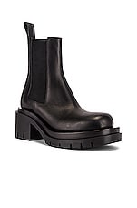 Bottega Veneta Lug Ankle Boots in Black, view 2, click to view large image.