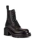 Bottega Veneta Lug Lace Up Ankle Boots in Black, view 2, click to view large image.