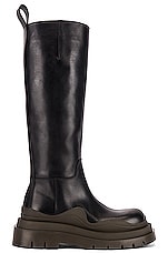 Bottega Veneta Tire High Top Boots in Black & Camping, view 1, click to view large image.