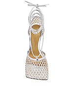 Bottega Veneta Stretch Metallic Leather Sandals in Silver, view 4, click to view large image.