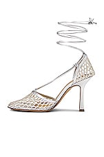 Bottega Veneta Stretch Metallic Leather Sandals in Silver, view 5, click to view large image.