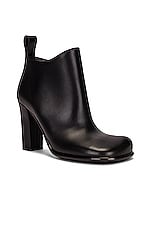 Bottega Veneta Leather Ankle Boots in Black, view 2, click to view large image.