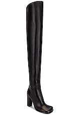 Bottega Veneta Leather Thigh High Boots in Black, view 2, click to view large image.