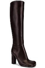 Bottega Veneta Leather Knee High Boots in Fondant, view 2, click to view large image.
