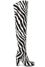 Bottega Veneta Leather Thigh High Boots in White & Zebra, view 1, click to view large image.