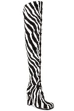 Bottega Veneta Leather Thigh High Boots in White & Zebra, view 2, click to view large image.