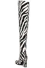 Bottega Veneta Leather Thigh High Boots in White & Zebra, view 3, click to view large image.