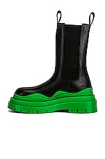 Bottega Veneta Tire Chelsea Boots in Black & Green, view 5, click to view large image.