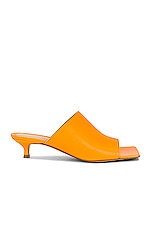 Bottega Veneta Stretch Mule Sandals in Tangerine, view 1, click to view large image.