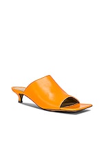 Bottega Veneta Stretch Mule Sandals in Tangerine, view 2, click to view large image.