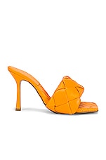 Bottega Veneta Lido Mule Sandals in Tangerine, view 1, click to view large image.