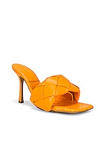Bottega Veneta Lido Mule Sandals in Tangerine, view 2, click to view large image.