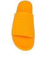 Bottega Veneta Slider Intreccio Slide Sandals in Tangerine, view 4, click to view large image.