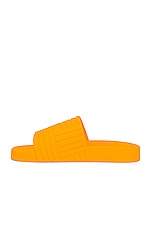 Bottega Veneta Slider Intreccio Slide Sandals in Tangerine, view 5, click to view large image.
