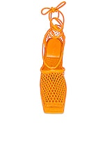 Bottega Veneta Stretch Lace Up Espadrilles in Tangerine, view 4, click to view large image.