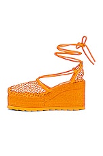 Bottega Veneta Stretch Lace Up Espadrilles in Tangerine, view 5, click to view large image.
