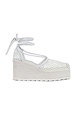 Bottega Veneta Stretch Lace Up Espadrilles in Optic White, view 1, click to view large image.