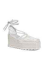 Bottega Veneta Stretch Lace Up Espadrilles in Optic White, view 2, click to view large image.