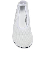 Bottega Veneta Stretch Web Flex Sock Pumps in Optic White, view 4, click to view large image.