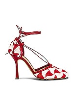 Bottega Veneta Stretch Lace Up Sandals in String & Scarlet, view 1, click to view large image.