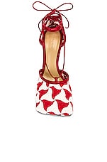 Bottega Veneta Stretch Lace Up Sandals in String & Scarlet, view 4, click to view large image.