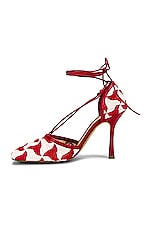 Bottega Veneta Stretch Lace Up Sandals in String & Scarlet, view 5, click to view large image.