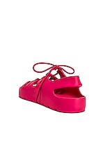 Bottega Veneta Jelly Lace Up Sandals in Cranberry, view 3, click to view large image.