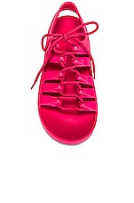 Bottega Veneta Jelly Lace Up Sandals in Cranberry, view 4, click to view large image.