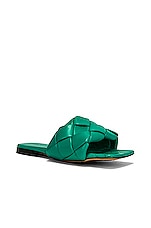 Bottega Veneta Lido Flat Sandals in Acid Turquoise, view 2, click to view large image.