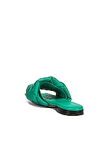 Bottega Veneta Lido Flat Sandals in Acid Turquoise, view 3, click to view large image.