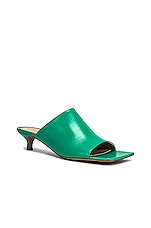 Bottega Veneta Stretch Mule Sandals in Acid Turquoise, view 2, click to view large image.