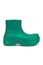 Bottega Veneta Puddle Ankle Boots in Acid Turquoise, view 1, click to view large image.