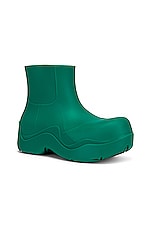 Bottega Veneta Puddle Ankle Boots in Acid Turquoise, view 2, click to view large image.