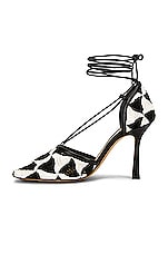 Bottega Veneta Stretch Lace Up Sandals in String & Black, view 5, click to view large image.