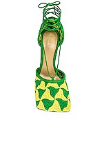 Bottega Veneta Stretch Lace Up Sandals in Kiwi & Parakeet, view 4, click to view large image.