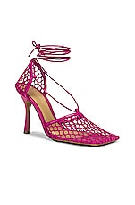 Bottega Veneta Stretch Ankle Strap Sandals in Hollyhock, view 2, click to view large image.