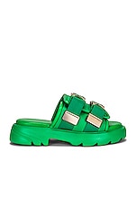 Bottega Veneta Flash Buckle Sandals in Grass, view 1, click to view large image.