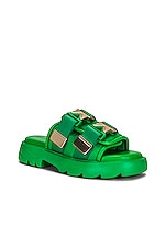 Bottega Veneta Flash Buckle Sandals in Grass, view 2, click to view large image.