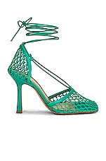 Bottega Veneta Stretch Ankle Strap Sandals in Acid Turquoise, view 1, click to view large image.