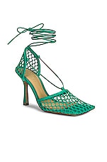 Bottega Veneta Stretch Ankle Strap Sandals in Acid Turquoise, view 2, click to view large image.