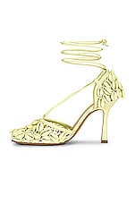 Bottega Veneta Stretch Lace Up Sandals in Lemon Washed, view 5, click to view large image.