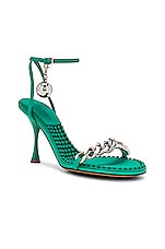 Bottega Veneta Dot Ankle Strap Sandals in Acid Turquoise, view 2, click to view large image.