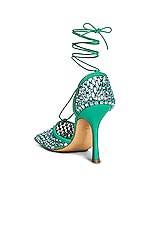Bottega Veneta Stretch Lace-Up Sandals in Acid Turquoise, view 3, click to view large image.